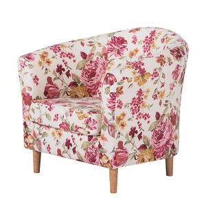 Fauteuil Philipp Tissu avec motif floral Beige / Rose