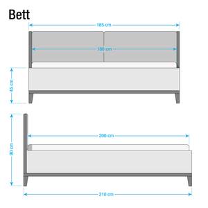 Bed Vedia geweven stof/deels massief eikenhout - wit/eikenhout