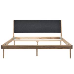 Massief houten bed Fleek I massief eikenhout - Lichte eikenhouten - Stof Muya: Antraciet - 160 x 200cm