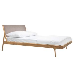 Massief houten bed Fleek I massief eikenhout - Eik - Stof Gaia: Bruin-Grijs - 160 x 200cm