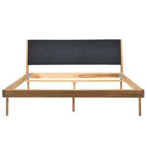 Bed FLEEK type A massief eikenhout - Eik - Stof Muya: Antraciet - 160 x 200cm