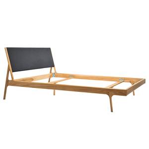 Bed FLEEK type A massief eikenhout - Eik - Stof Muya: Antraciet - 160 x 200cm