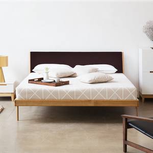 Bed FLEEK type A massief eikenhout - Eik - Stof Muya: Aubergine - 160 x 200cm