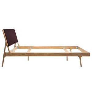 Massief houten bed Fleek I massief eikenhout - Eik - Stof Muya: Aubergine - 160 x 200cm