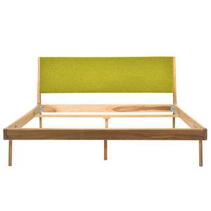 Massief houten bed Fleek I massief eikenhout - Eik - Stof Muya: Geel - 160 x 200cm