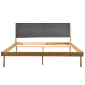 Massief houten bed Fleek I massief eikenhout - Eik - Stof Gaia: Grijs - 160 x 200cm