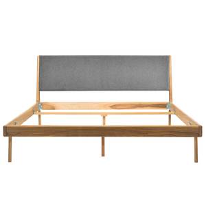 Massief houten bed Fleek I massief eikenhout - Eik - Stof Gaia: Lichtgrijs - 160 x 200cm