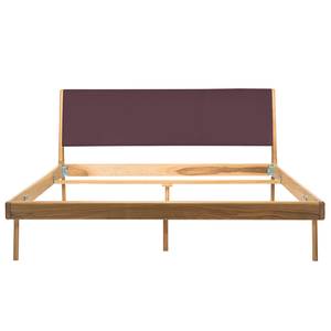 Massief houten bed Fleek I massief eikenhout - Eik - Leer Tupi: Bordeaux - 160 x 200cm