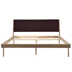 Massief houten bed Fleek I massief eikenhout - Lichte eikenhouten - Stof Muya: Aubergine - 160 x 200cm