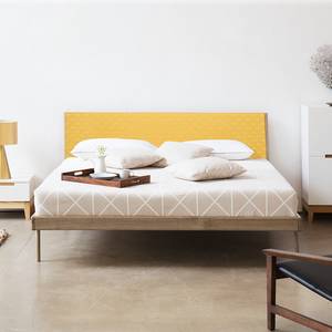 Letto FLEEK A Quercia massello - Quercia chiara - Tessuto Muya: giallo - 160 x 200cm