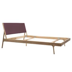 Massief houten bed Fleek I massief eikenhout - Lichte eikenhouten - Leer Tupi: Bordeaux - 160 x 200cm