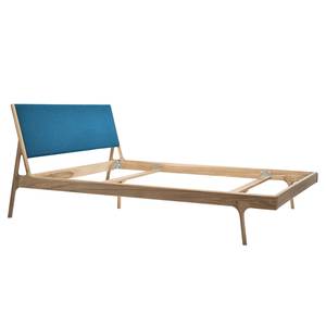 Bed FLEEK type A massief eikenhout - Lichte eikenhouten - Stof Muya: Petrolblauw - 160 x 200cm