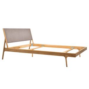 Massief houten bed Fleek I massief eikenhout - Eik - Stof Gaia: Bruin-Grijs - 180 x 200cm