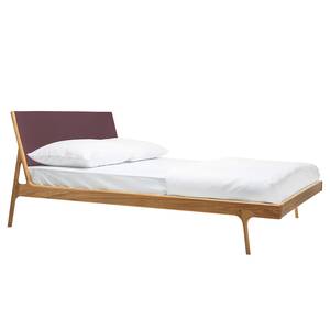 Massief houten bed Fleek I massief eikenhout - Eik - Leer Tupi: Bordeaux - 180 x 200cm