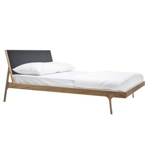 Bed FLEEK type A massief eikenhout - Lichte eikenhouten - Stof Muya: Antraciet - 180 x 200cm