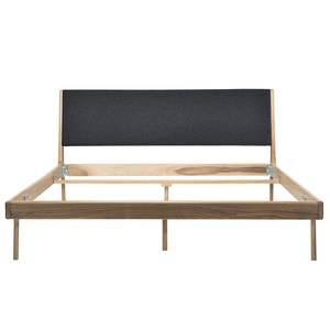 Massief houten bed Fleek I massief eikenhout - Lichte eikenhouten - Stof Muya: Antraciet - 180 x 200cm