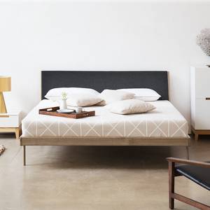 Bed FLEEK type A massief eikenhout - Lichte eikenhouten - Stof Muya: Antraciet - 180 x 200cm