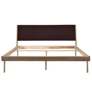 Massief houten bed Fleek I massief eikenhout - Lichte eikenhouten - Stof Muya: Aubergine - 180 x 200cm