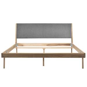 Massief houten bed Fleek I massief eikenhout - Lichte eikenhouten - Stof Gaia: Lichtgrijs - 180 x 200cm