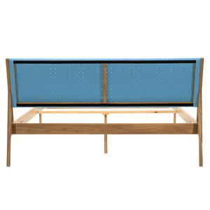 Massief houten bed Fleek II massief eikenhout - Lichtblauw/eikenhoutkleurig - 160 x 200cm