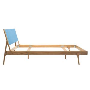 Massief houten bed Fleek II massief eikenhout - Lichtblauw/eikenhoutkleurig - 160 x 200cm