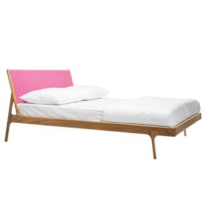 Massief houten bed Fleek II massief eikenhout - Roze / Eikenhout - 160 x 200cm