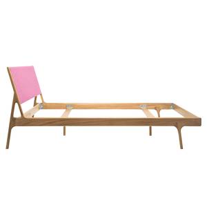 Bett Fleek II Eiche massiv - Pink / Eiche - 160 x 200cm