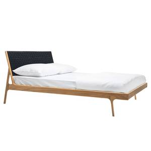 Massief houten bed Fleek II massief eikenhout - Zwart/eikenhoutkleurig - 160 x 200cm