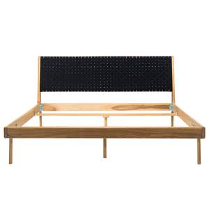 Massief houten bed Fleek II massief eikenhout - Zwart/eikenhoutkleurig - 160 x 200cm
