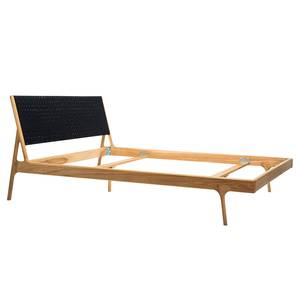 Massief houten bed Fleek II massief eikenhout - Zwart/eikenhoutkleurig - 160 x 200cm
