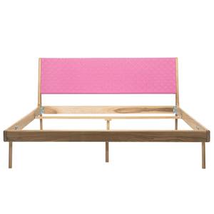 Bett Fleek II Eiche massiv - Pink / Eiche hell - 160 x 200cm