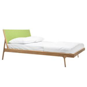 Massief houten bed Fleek II massief eikenhout - Eikenhout/Lichtgroen - 180 x 200cm