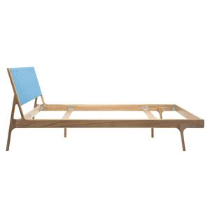 Massief houten bed Fleek II massief eikenhout - Lichtblauw/Eikenhout licht - 180 x 200cm