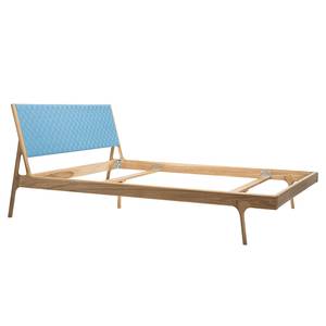 Massief houten bed Fleek II massief eikenhout - Lichtblauw/Eikenhout licht - 180 x 200cm