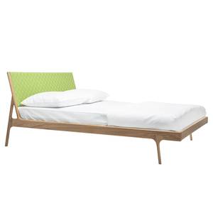 Lit FLEEK - Type B Chêne massif - Chêne clair - Tissu Cley :  Citron vert - 180 x 200cm