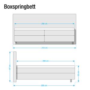 Lit boxspring Ramona VII Tissu structuré - Anthracite - 200 x 200cm