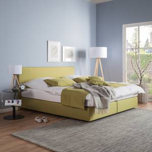 Lit boxspring Ramona VII Tissu structuré - Citron vert - 140 x 200cm