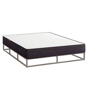 Bett Smood (inkl. Rollrost) Metall / Buche massiv - Anthrazit - 200 x 200cm - Mit Lattenrost & Matratze