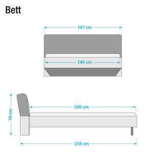 Bed Streetway larikshouten look/basaltkleurig kunstleer - 140 x 200cm