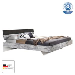 Bett Sumatra Grau - Holzwerkstoff - Kunstleder - 187 x 83 x 215 cm
