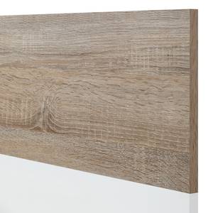 Lit Sunndal I Partiellement en caoutchouc massif - Blanc / Chêne clair - 140 x 200cm
