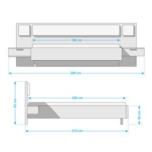 Bedframe Arhus (3-delig) incl. verlichting - eikenhouten planken-look/wit