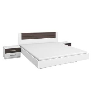 Set camera da letto Barcelona (3 pezzi) Bianco alpino/Grigio lava - Superficie del letto: 180 x 200 cm