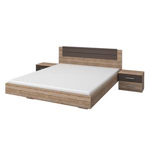 Bedframe Barcelona (3-delig) San Remo eikenhouten look/lavagrijs - ligoppervlak: 160x200cm