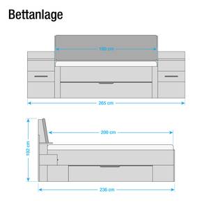 Bettanlage Bensheim (3-teilig) Eiche Sanremo Dekor - 160 x 200cm - Ohne Beleuchtung