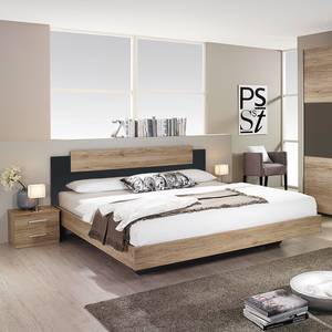 Beddenset Borba (3-delig) Lichte San Remo eikenhouten look/grijs - 160 x 200cm