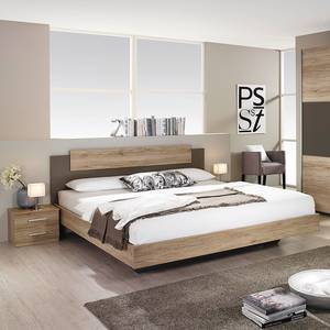 Chambre à coucher Borba (3 éléments) Imitation chêne San Remo clair / Lava - 160 x 200cm