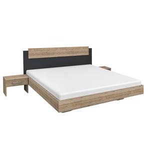 Beddenset Borba (3-delig) Lichte San Remo eikenhouten look/grijs - 180 x 200cm