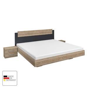 Beddenset Borba (3-delig) Lichte San Remo eikenhouten look/grijs - 180 x 200cm