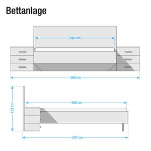 Bettanlage Greding Alpinweiß / Sandgrau - 160 x 200cm